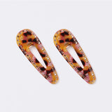 Crystal Teardrop Clip in Pink Tortoise