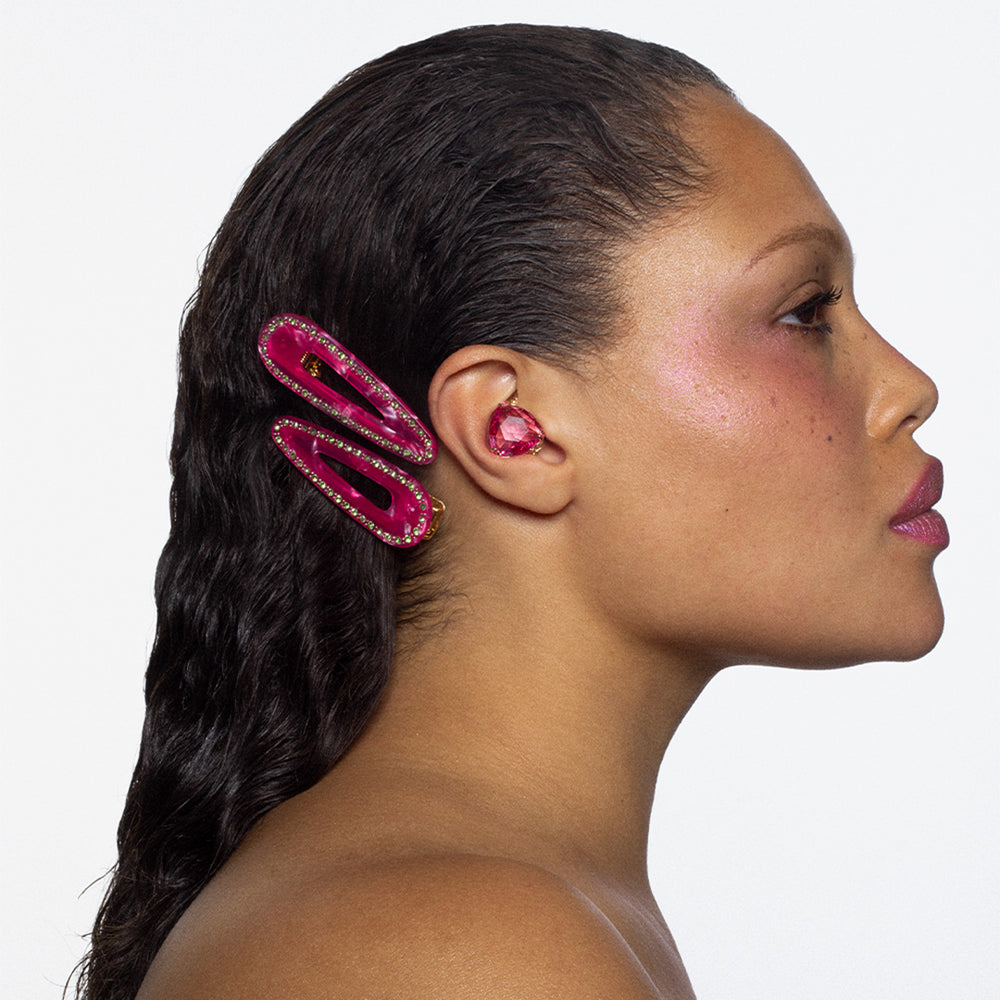 Crystal Teardrop Clip in Pink Punch – KATYA